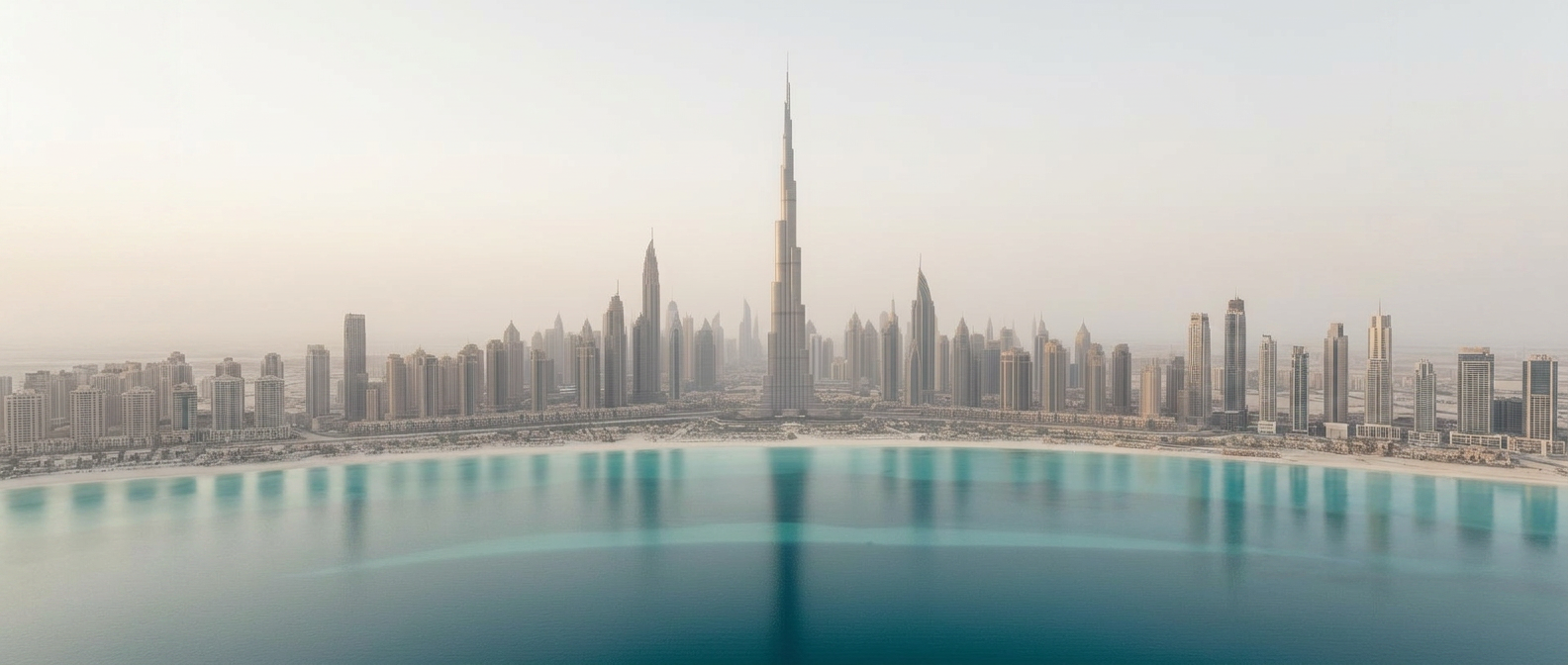 Dubai skyline at golden hour